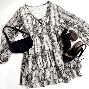 Altar’d State Animal Print Long Sleeve Dress